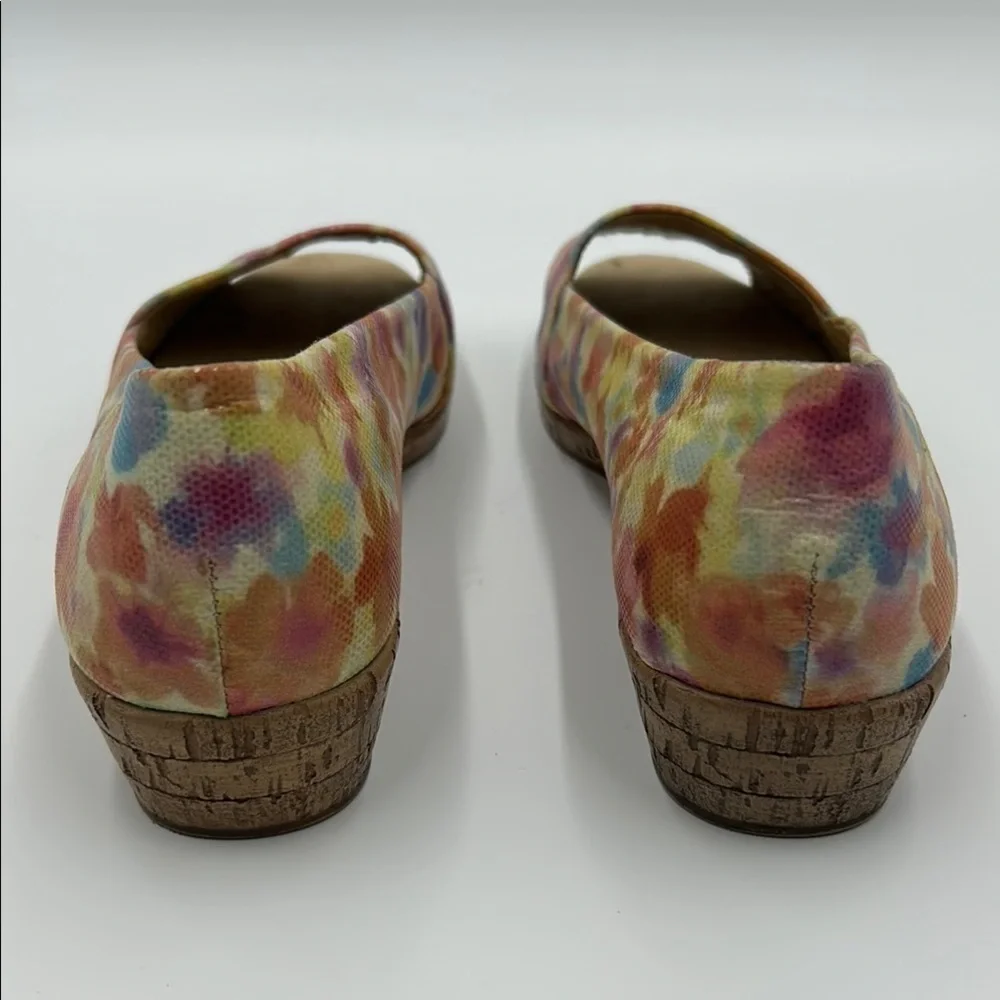 Michelle D Ellena Wedge Women's 10M Floral Slip On Peep Tow Yellow Pink
